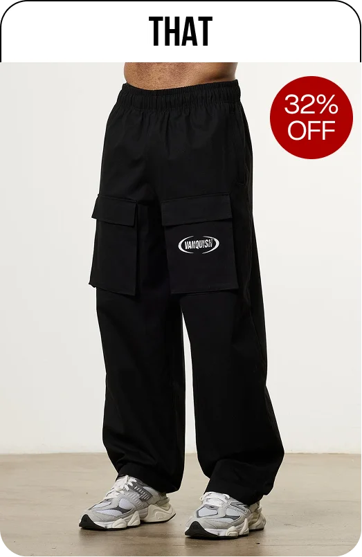 Essential BLACK BAGGY CARGO SWEATPANTS