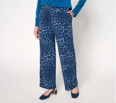 Susan Graver Printed Liquid Knit Wide Leg Pull-On Pants