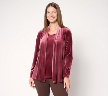 Susan Graver Knit Velvet Cardigan & Tank Set