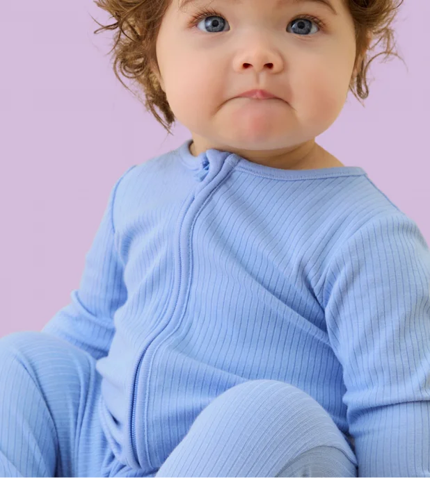 Hydrangea Ribbed Clever Zip Baby Pajamas