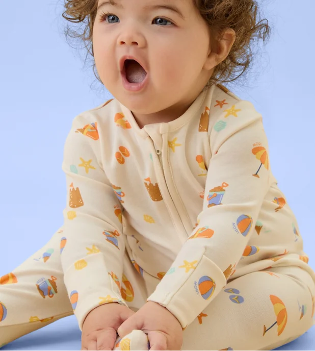 Beach Day Clever Zip Baby Pajamas