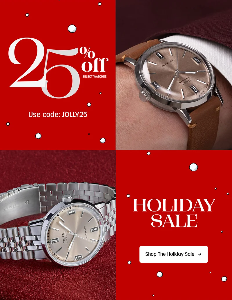 25% off SELECT WATCHES | Use code: discount code | HOLIDAYS SALE | Shop The Holiday Sale