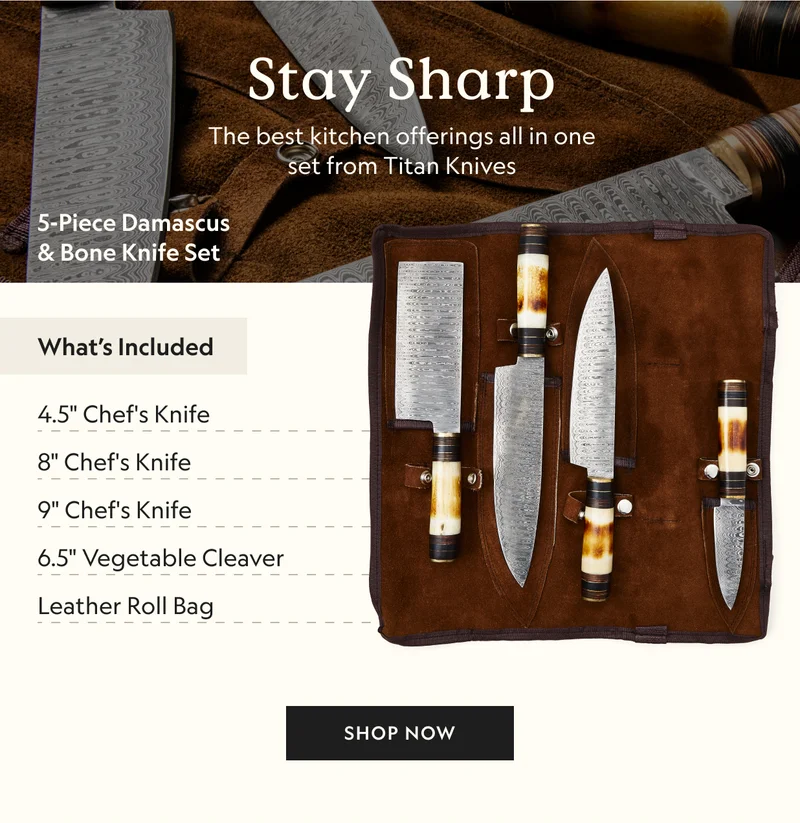 5-Piece Damascus & Bone Knife Set