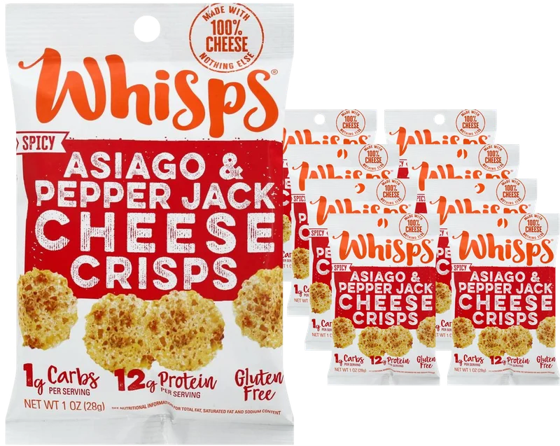 <span style="font-weight: 700; font-style: normal; text-decoration: none; font-family: Vulf_Sans-Medium, Helvetica Neue, Arial, sans-serif; font-size: 16px; line-height: 20px">Whisps</span><span style="font-style: normal; text-decoration: none; font-family: Vulf_Sans-Medium, Helvetica Neue, Arial, sans-serif; font-size: 16px; line-height: 20px"> Asiago &amp; Pepper Jack Cheese Crisps (8 Pack)</span>