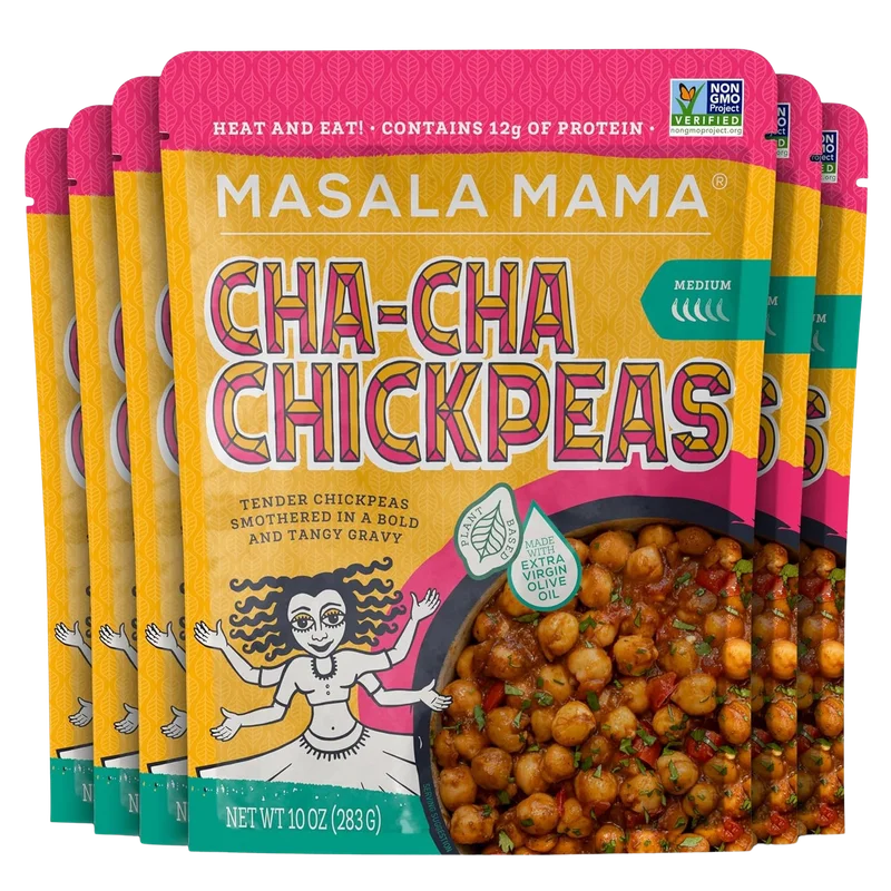 <span style="font-weight: 700; font-style: normal; text-decoration: none; font-family: Vulf_Sans-Medium, Helvetica Neue, Arial, sans-serif; font-size: 16px; line-height: 20px">Masala Mama</span><span style="font-style: normal; text-decoration: none; font-family: Vulf_Sans-Medium, Helvetica Neue, Arial, sans-serif; font-size: 16px; line-height: 20px"> Cha-Cha Chickpeas - Heat and Eat (6 Pack)</span>
