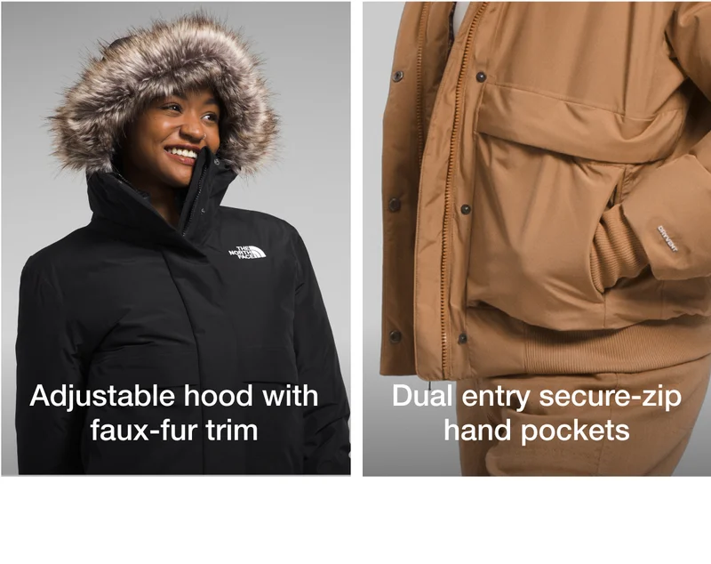 Adjustable hood with faux-fur trim - Dual entry secure-zip hand pockets