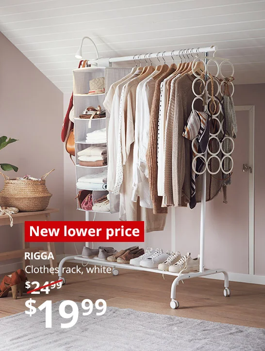 RIGGA- Clothes rack, white