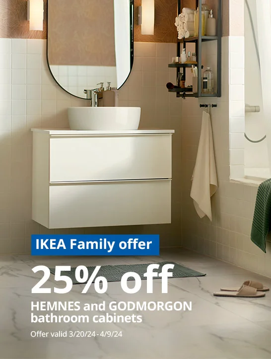 25% off HEMNES and GODMORGON bathroom cabinets