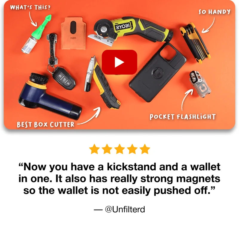 “Now you have a kickstand and a wallet in one. It also has really strong magnets so the wallet is not easily pushed off.” — @Unfilterd