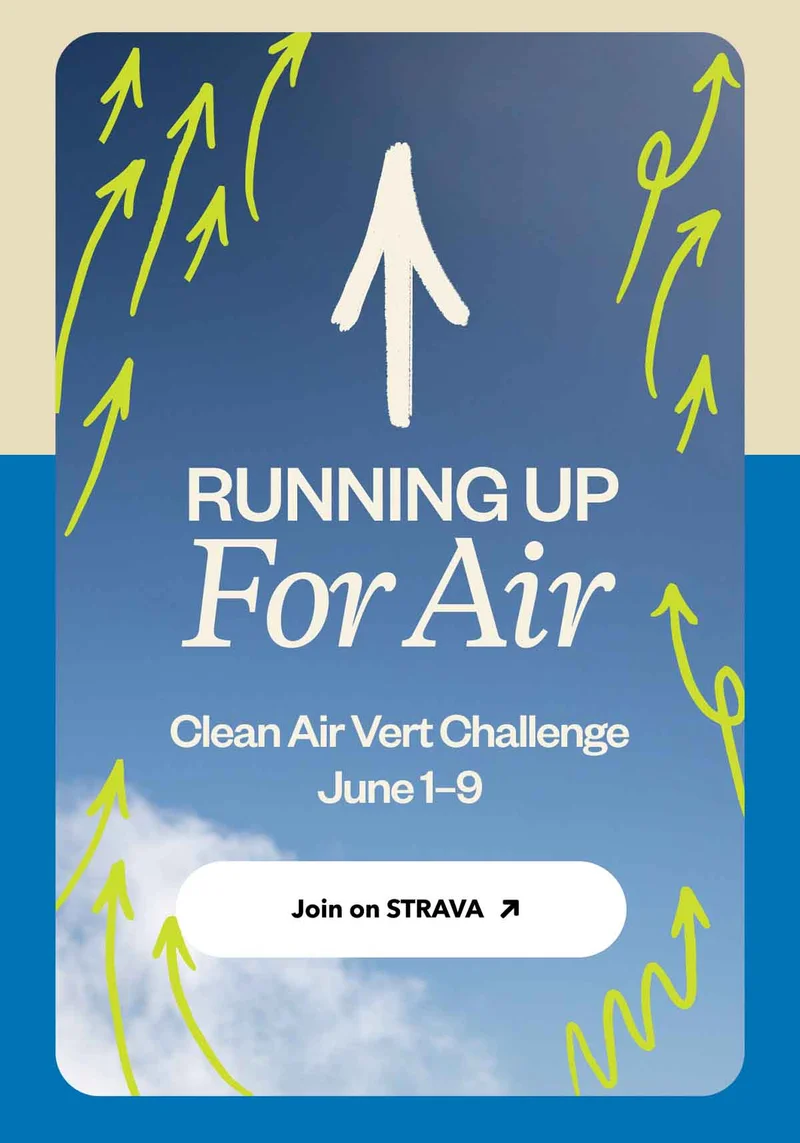 The sky with arrows pointing up drawn on it. Running Up For Air. Join on STRAVA
