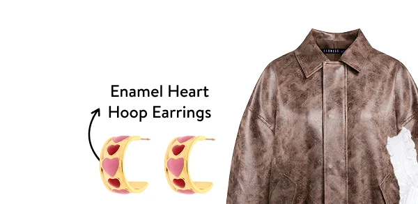Enamel Heart Hoop Earrings