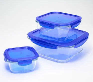 LocknLock 3-Piece Nestable Glass Square Storage Set