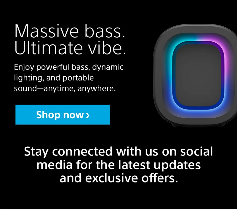 Massive bass. Ultimate vibe. Enjoy powerful bass, dynamic lighting, and portable sound—anytime, anywhere. Stay connected with us on social media for the latest updates and exclusive offers. Shop now