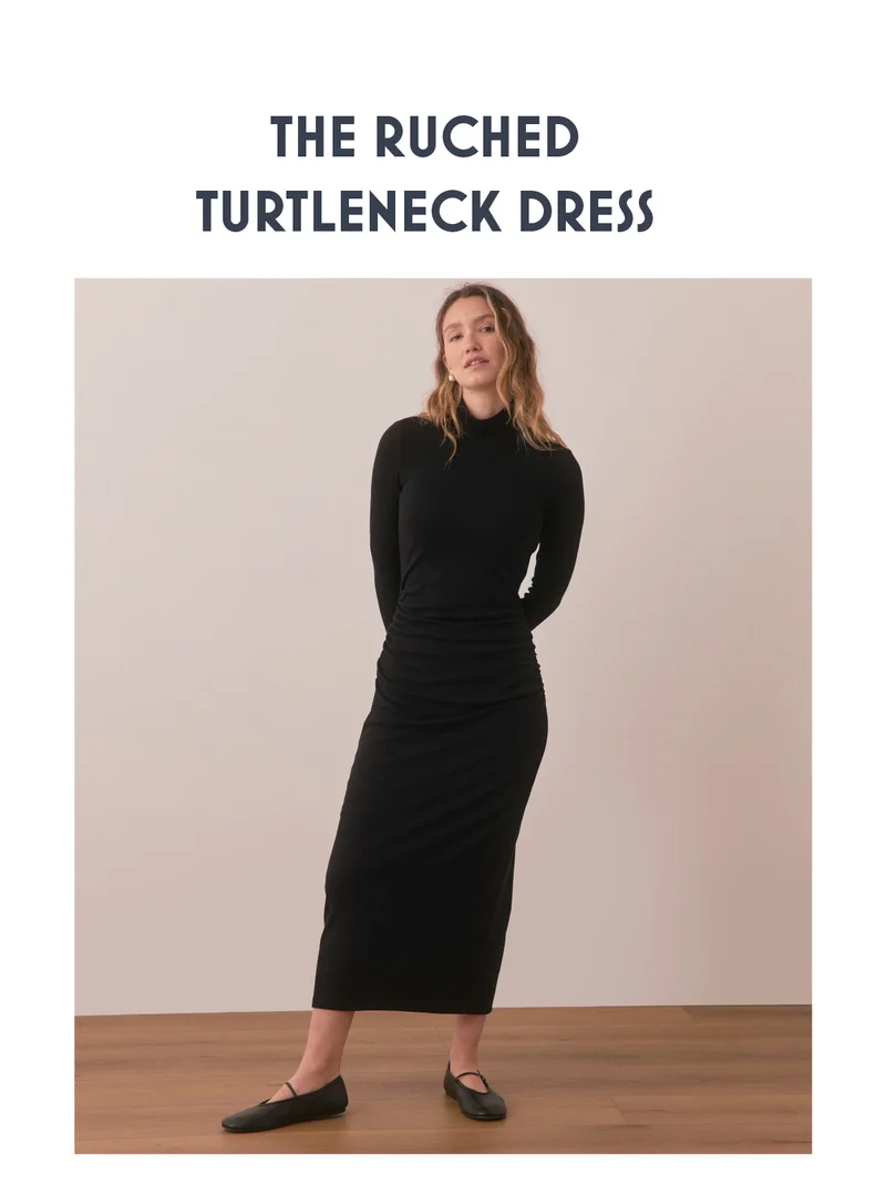The Ruched Turtleneck Dress