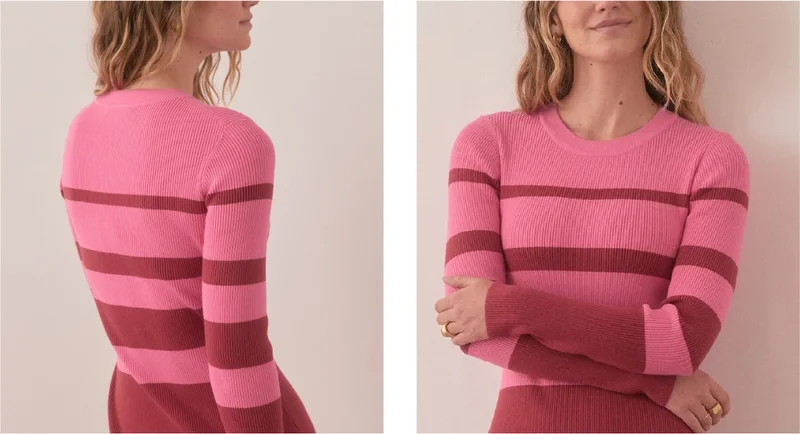 The Sweater Dress Pink/Red Stripe