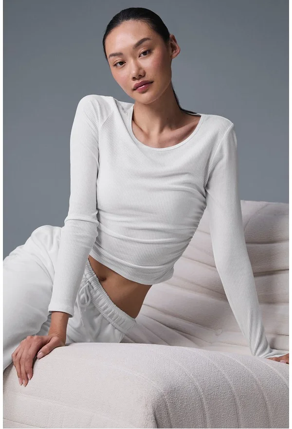 Gather Long Sleeve - White - White / S