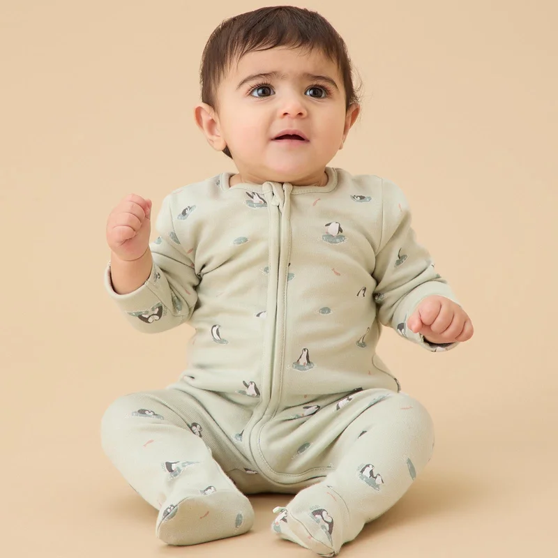 Image of Penguin Clever Zip Baby Pajamas