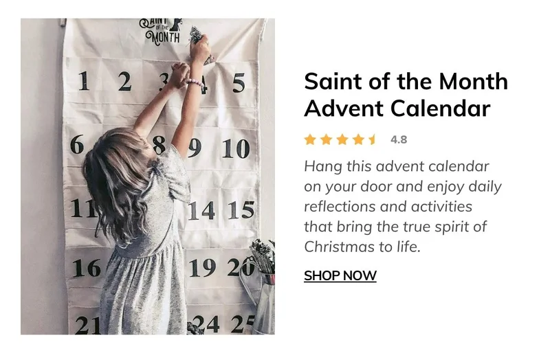 Advent Calendars (to hang on a door) Saint-of-the-Month