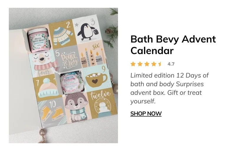 12 DAYS OF BATH AND BODY SURPRISES ADVENT BOX