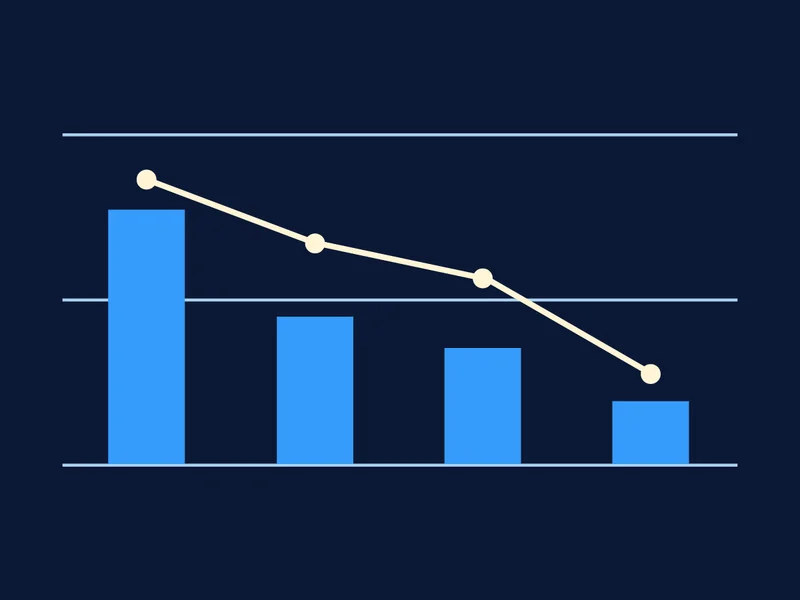 Bar Chart Showing Downward Trajectory of Fundraising over Navy Background