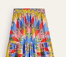 Lorna Tiered Maxi Skirt - Multi, Patchwork Floral
