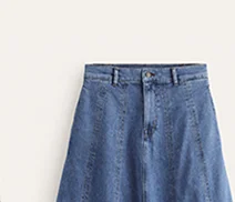 Panelled Full Denim Skirt - Mid Vintage