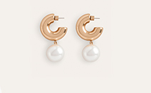 Faux Pearl Hoop Earrings - Gold