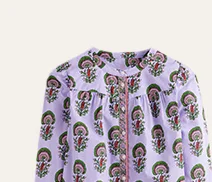 Savannah Cotton Blouse - Iris Purple, Passion Bud