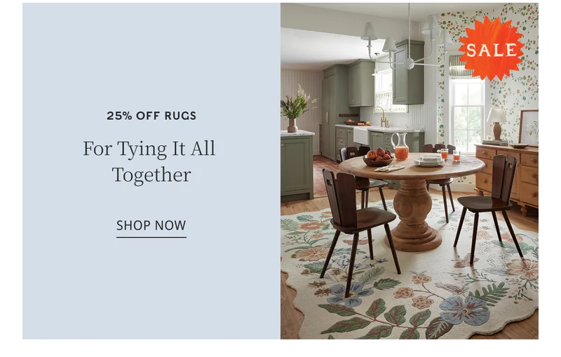25% OFF RUGS For Tying It All Together SHOP NOW