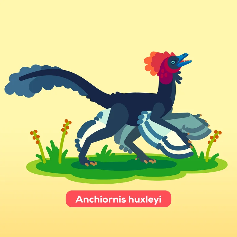 Illustration of Anchiornis huxleyi with bright red head feathers