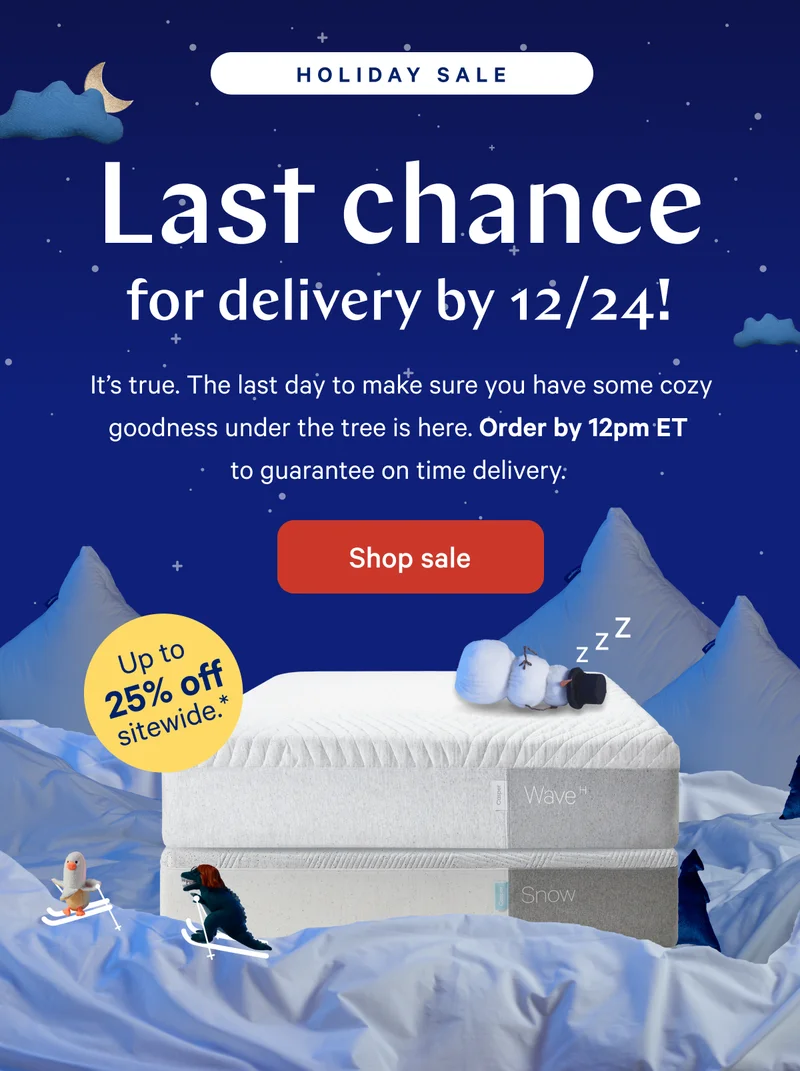 It’s almost our bedtime… >> The most slumberful time of year is fast approaching! Order by 12pm ET tomorrow to make sure everyone finds some ZZZ’s under the tree. >> Shop now >>