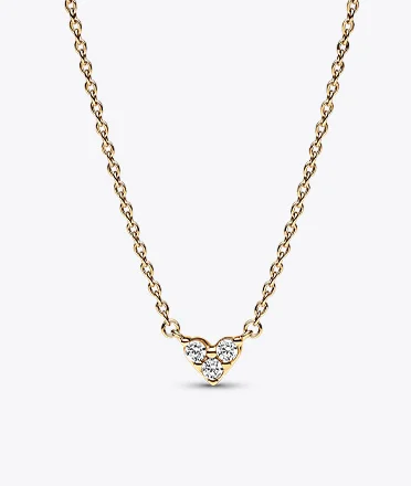 Triple Stone Heart Collier Necklace