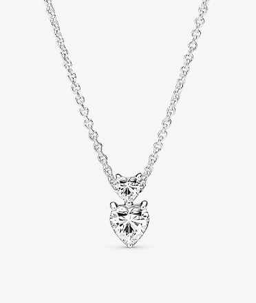 Double Heart Pendant Sparkling Collier Necklace