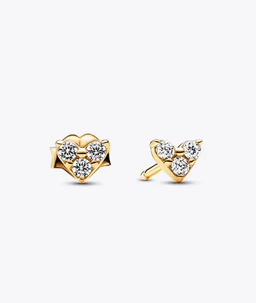 Triple Stone Heart Stud Earrings