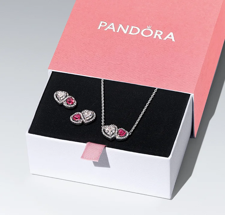 Red & Clear Double Halo Heart Gift Set