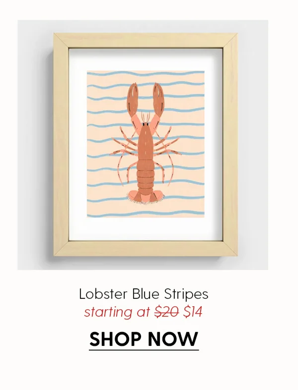 Lobster - Blue Stripes Art Print