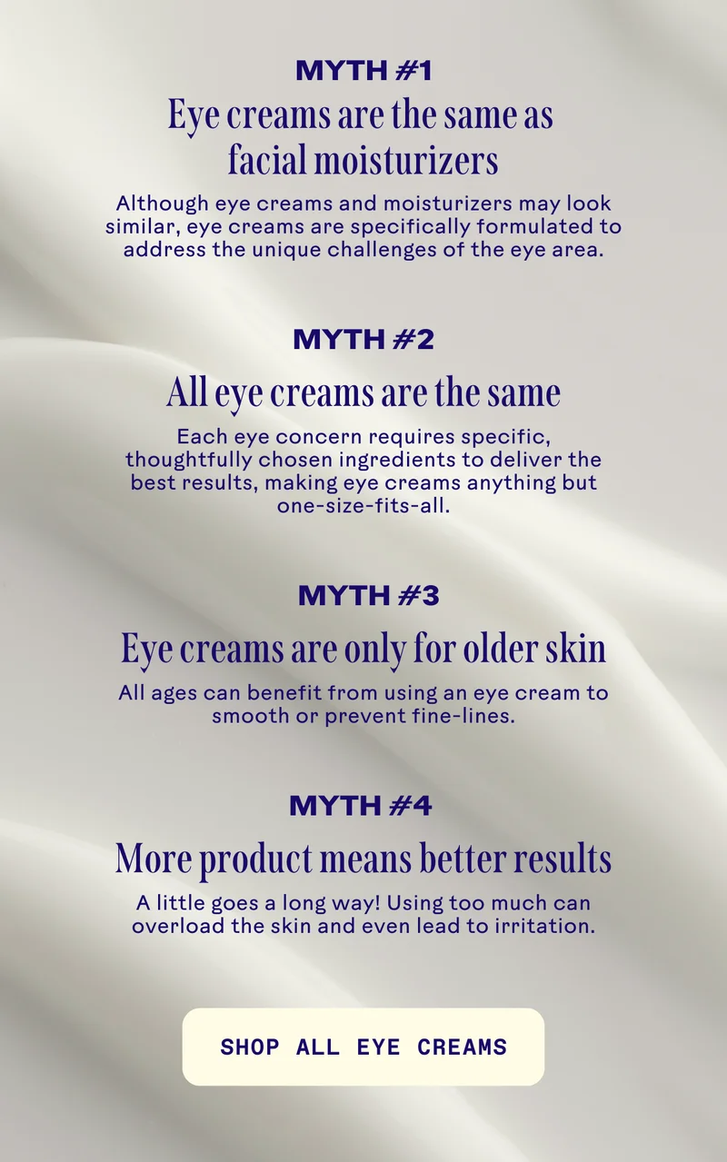 Eye cream myths. Shop all eye creams.