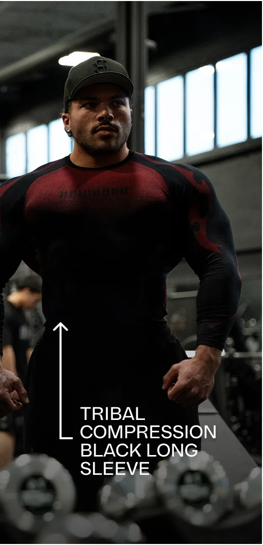 TRIBAL COMPRESSION BLACK AND RED LONG SLEEVE T SHIRT