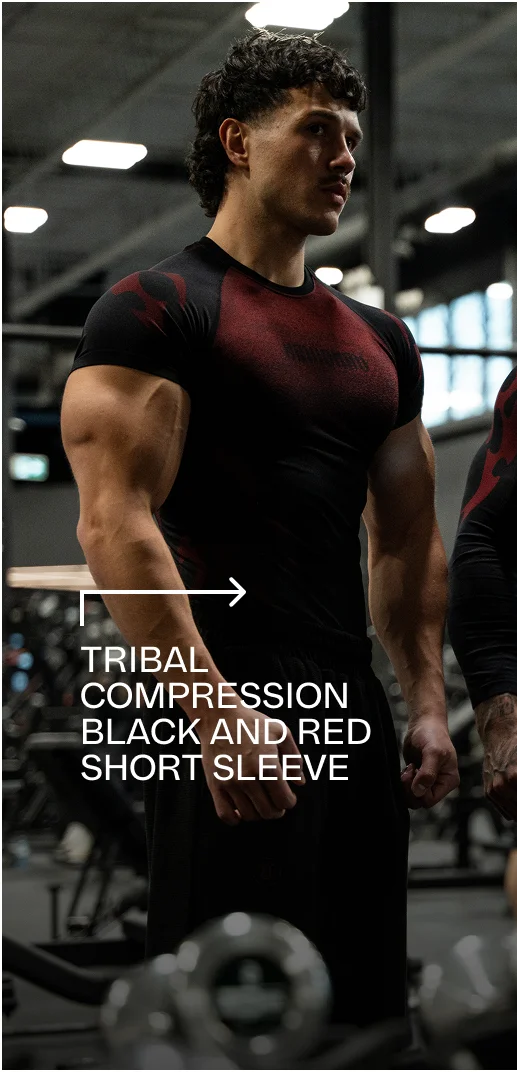 TRIBAL COMPRESSION BLACK AND RED SHORT SLEEVE T SHIRT