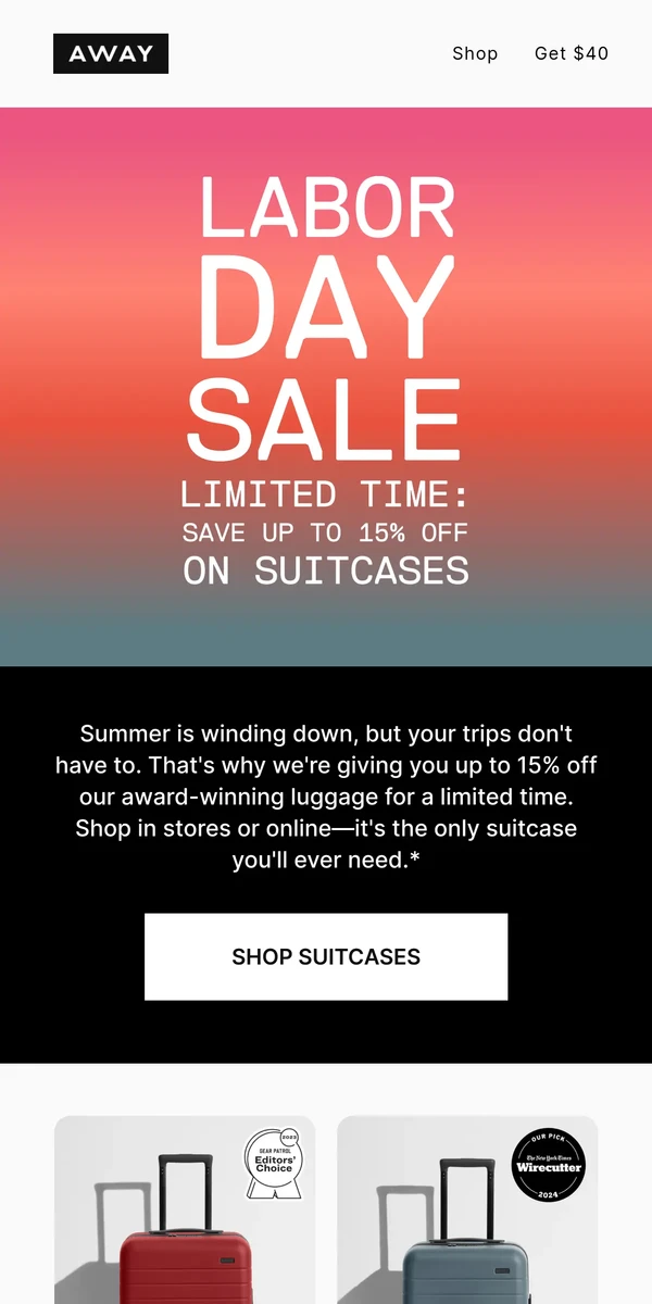 Away luggage labor day sale online