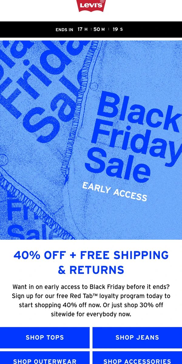 Levis 40 percent off hotsell