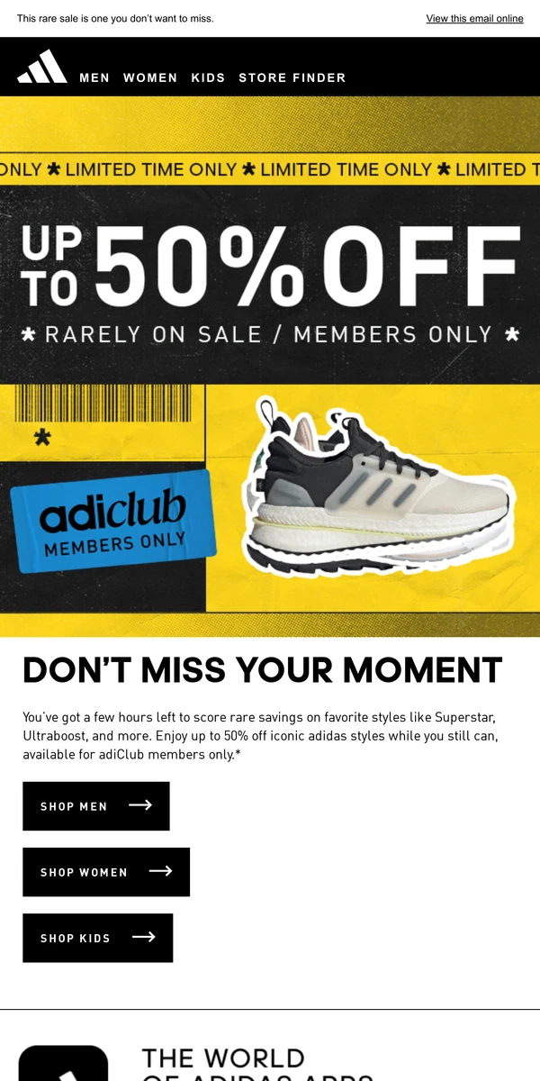 Adidas email sign up best sale