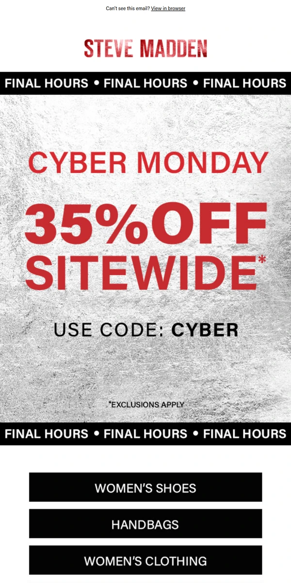 Steve madden cyber monday online