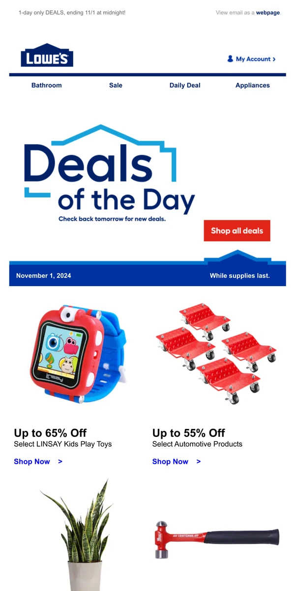 Lowes deal of the day email best sale