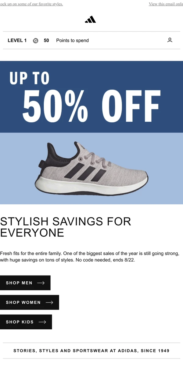 Adidas email sign up online