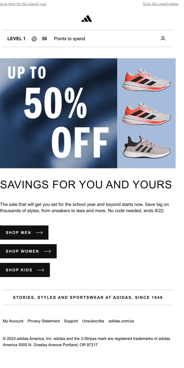 Adidas us email marketing best sale